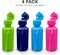 4E's Novelty 4 Pack Kids Water Bottles 18oz – BPA-Free, Reusable Plastic Bottles with Strap